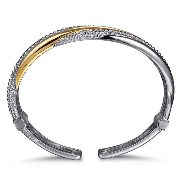 925 Sterling Silver and 14K Yellow Gold Bujukan Multiple Row Bangle Bracelet Serial #S2249060