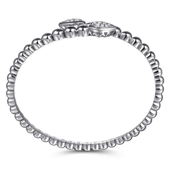 925 Sterling Silver Bujukan White Sapphire Bypass Bangle Bracelet Serial #S2247128