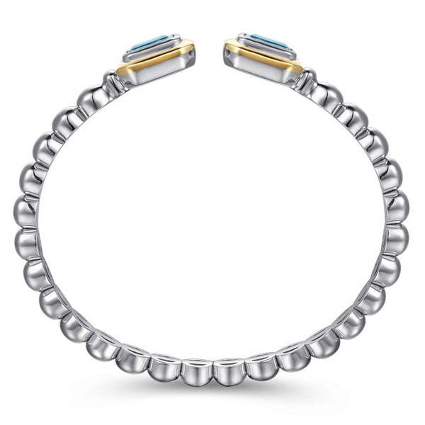 14K Yellow Gold and 925 Sterling Silver Bujukan Octagon Blue Topaz Bangle Serial #S2301258