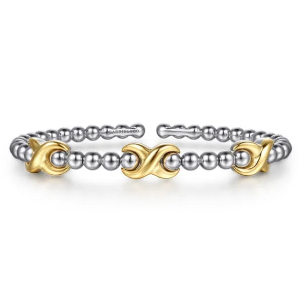 14K Yellow Gold and 925 Sterling Silver Bujukan Station Bangle