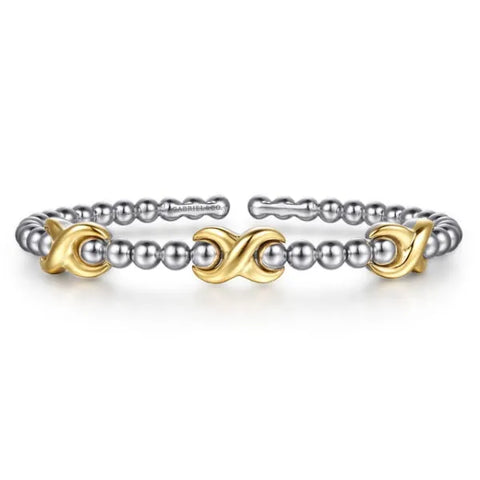 14K Yellow Gold and 925 Sterling Silver Bujukan Station Bangle