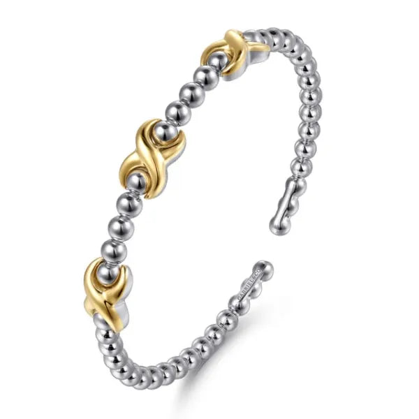 14K Yellow Gold and 925 Sterling Silver Bujukan Station Bangle