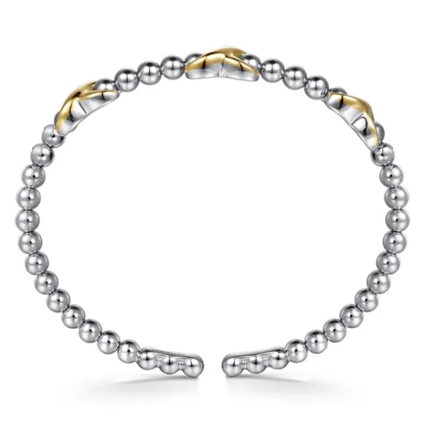 14K Yellow Gold and 925 Sterling Silver Bujukan Station Bangle