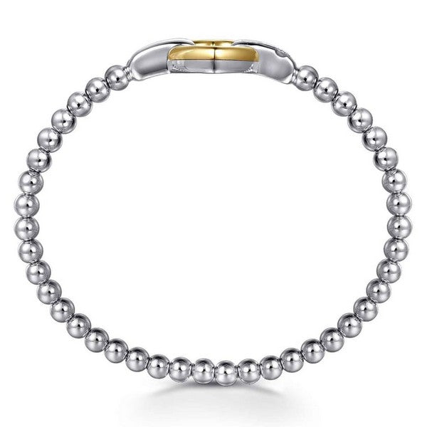 14K Yellow Gold and 925 Sterling Silver Heart Lock Bujukan Bangle
