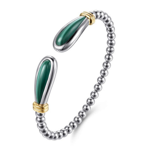 14K Yellow Gold and 925 Sterling Silver Bujukan Bangle
