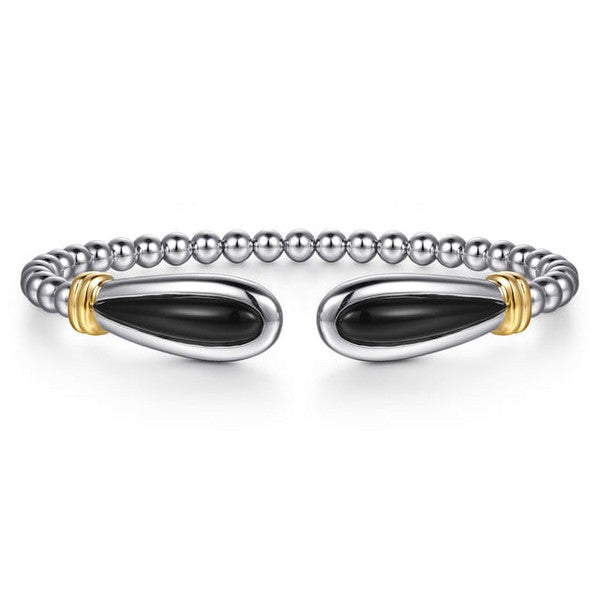 14K Yellow Gold and 925 Sterling Silver Bujukan Bangle Bracelet