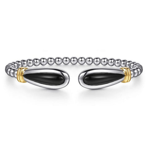 14K Yellow Gold and 925 Sterling Silver Bujukan Bangle Bracelet