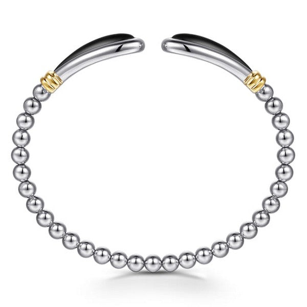 14K Yellow Gold and 925 Sterling Silver Bujukan Bangle Bracelet