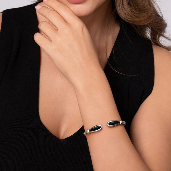 14K Yellow Gold and 925 Sterling Silver Bujukan Bangle Bracelet