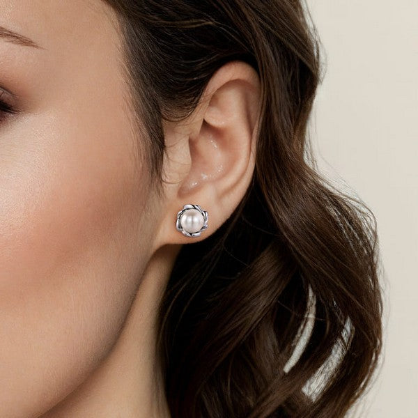 925 Sterling Silver Pearl Stud Earrings