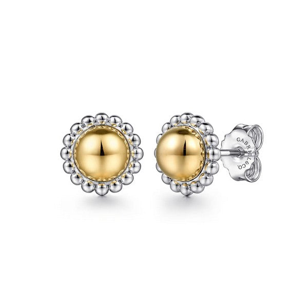 Lady's Two Tone Silver And 14K Gold Bujukan Collection Earrings