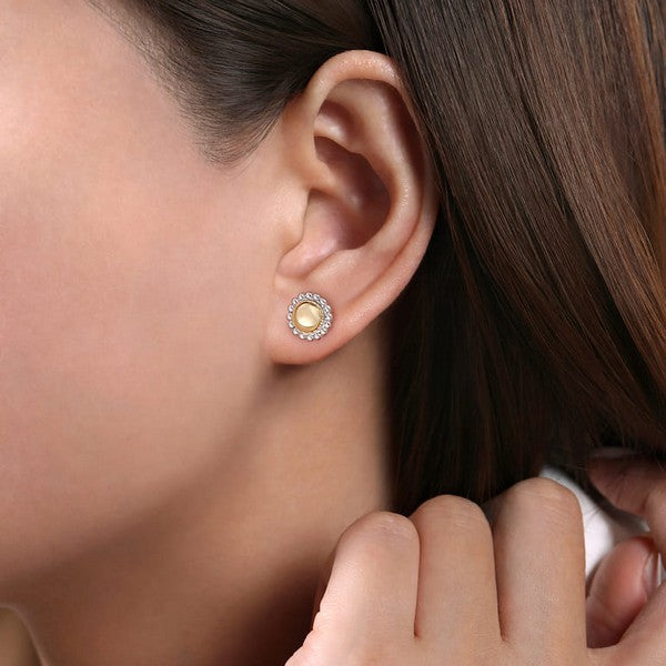 Lady's Two Tone Silver And 14K Gold Bujukan Collection Earrings