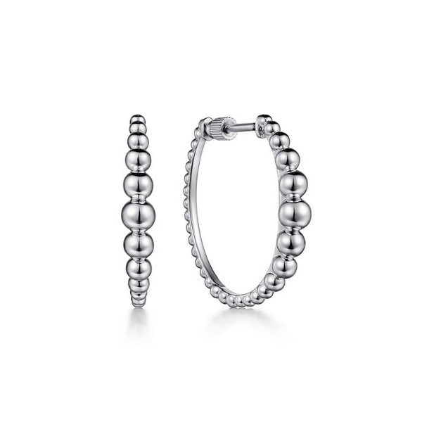 Lady's White Silver Bujukan 25Mm Classic Hoop Earring Earrings