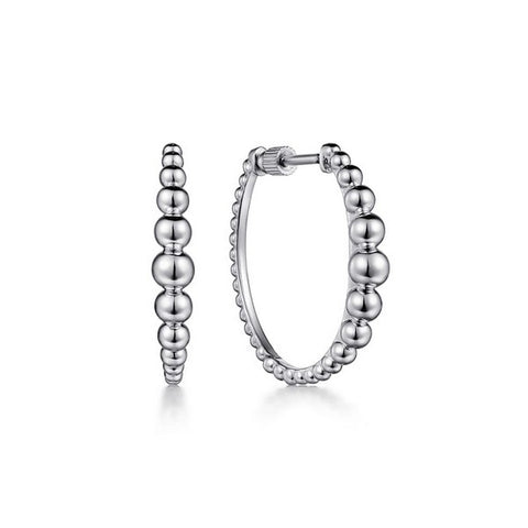 Lady's White Silver Bujukan 25Mm Classic Hoop Earring Earrings
