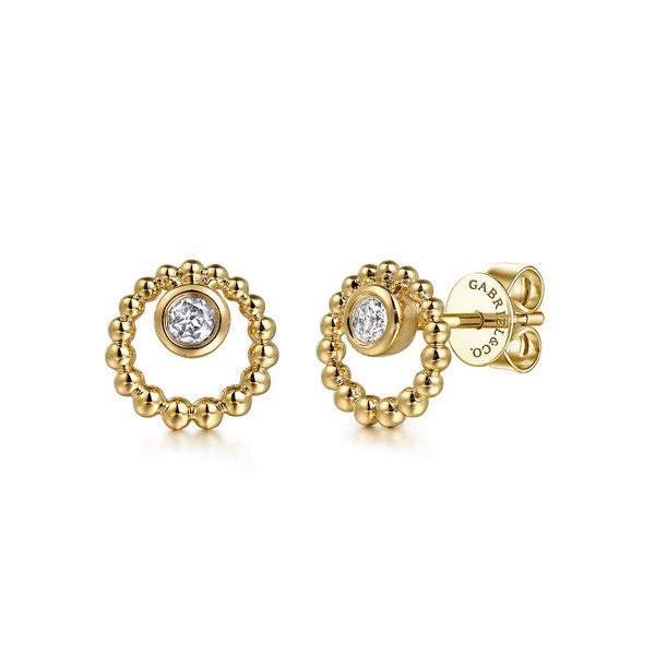 14K Yellow Gold Bujukan and White 0.15ct Sapphire Stud Earrings