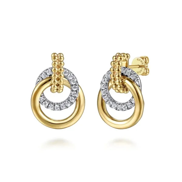 14K White & Yellow Gold Bujukan 0.48ct Diamond Stud Earrings