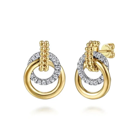 14K White & Yellow Gold Bujukan 0.48ct Diamond Stud Earrings
