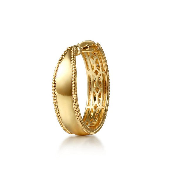 14K Yellow Gold Bujukan 0.34 CTW Diamond Classic Hoop Earrings with Black Enamel