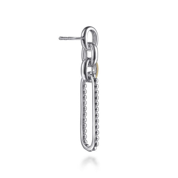 14K Yellow Gold and 925 Sterling Silver Bujukan Link Stud Earrings