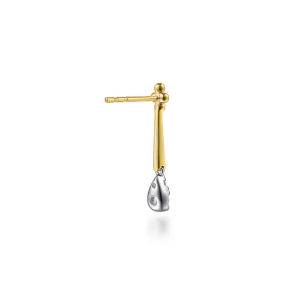 14K White & Yellow Gold Bujukan and 0.30CT Diamond Teardrop Stud Drop Earrings