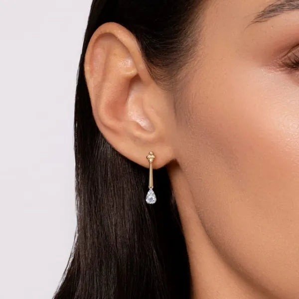 14K White & Yellow Gold Bujukan and 0.30CT Diamond Teardrop Stud Drop Earrings