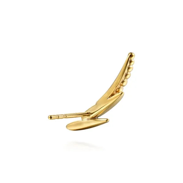 14K Yellow Gold Bujukan and 0.08ct Diamond Ear Climber Earrings
