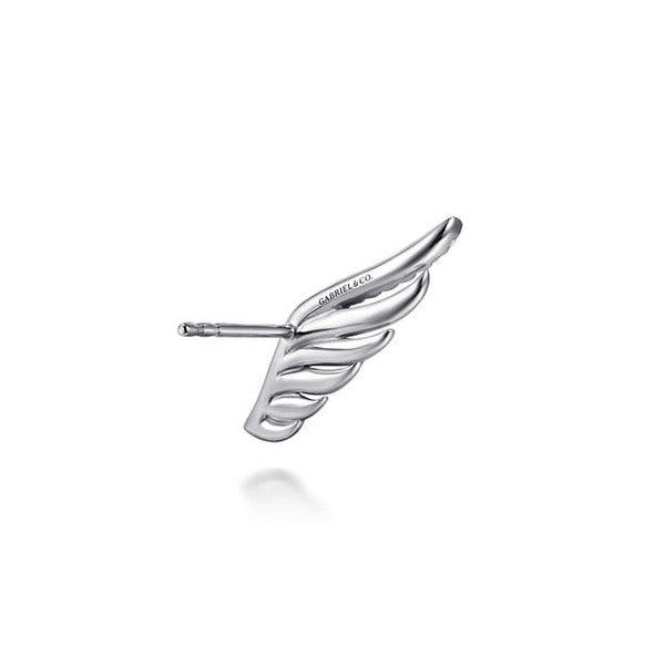 925 Sterling Silver White Sapphire Angel Wing Stud Earrings