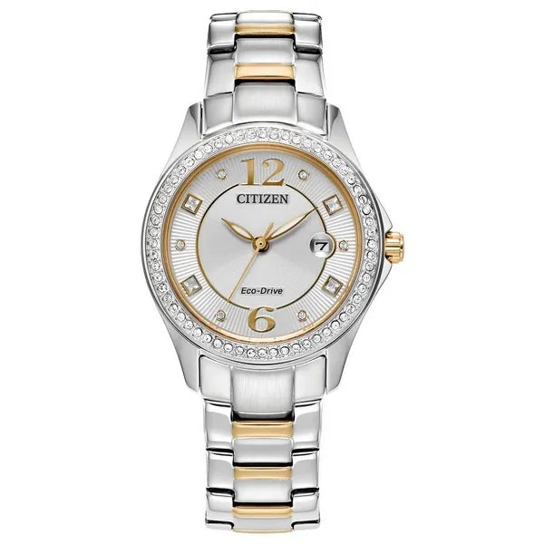 Citizen Crystal Silver Dail Two Tone SS. Bracelet Watch