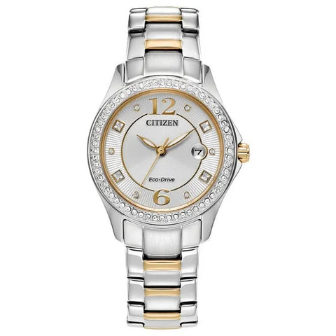 Citizen Crystal Silver Dail Two Tone SS. Bracelet Watch