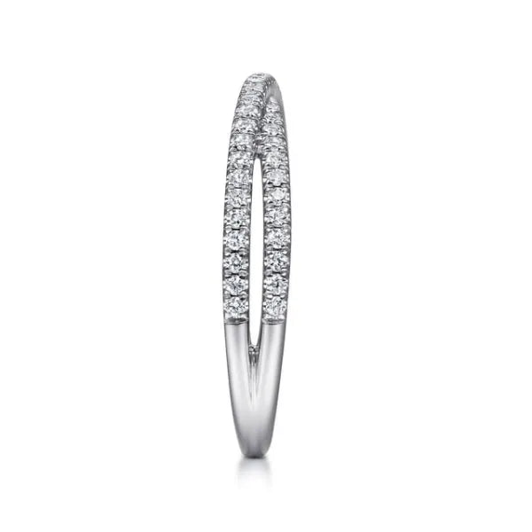 14K White Gold Criss Cross Diamond Stackable Ring