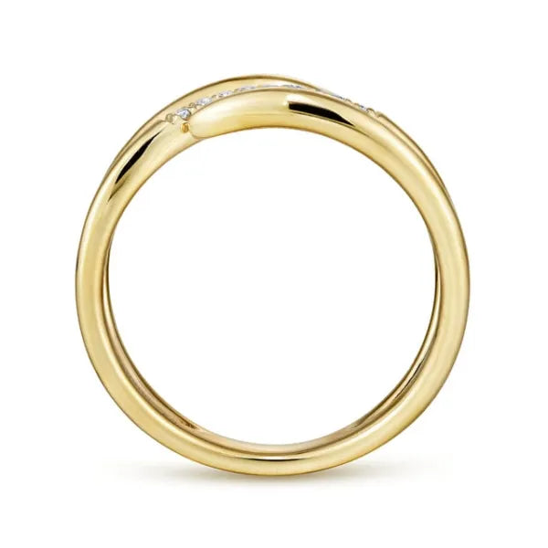 14K Yellow Gold Split Shank Pave Diamond Wrap Ring