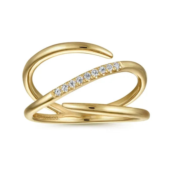14K Yellow Gold Split Shank Pave Diamond Wrap Ring