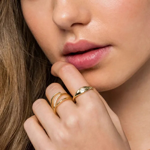 14K Yellow Gold Split Shank Pave Diamond Wrap Ring