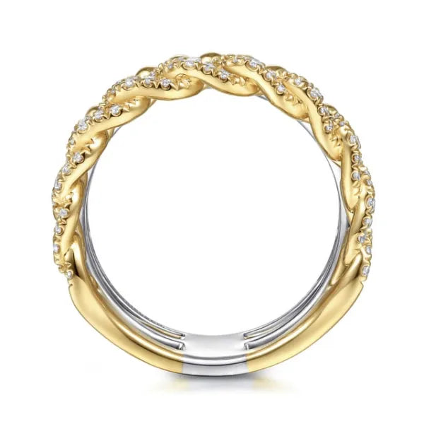 14K White-Yellow Gold Bujukan 1.05ct Diamond Easy Stackable Ring