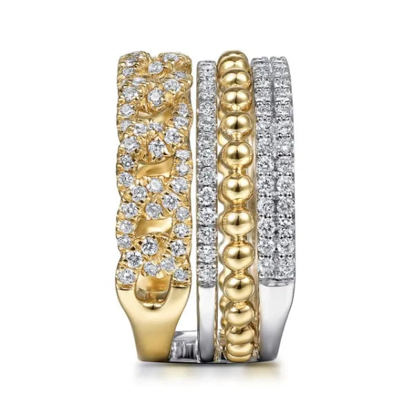 14K White-Yellow Gold Bujukan 1.05ct Diamond Easy Stackable Ring