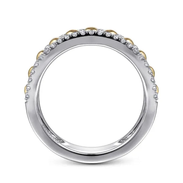 14K White-Yellow Gold Bujukan 0.37ct Diamond Wide Band Ring