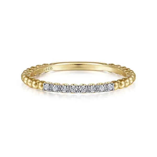 14K Yellow Gold Bujukan Bead and Diamond Stackable Ring