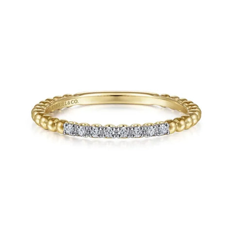 14K Yellow Gold Bujukan Bead and Diamond Stackable Ring