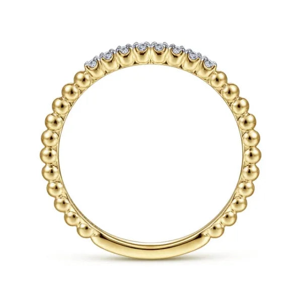 14K Yellow Gold Bujukan Bead and Diamond Stackable Ring