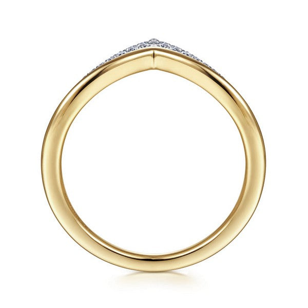 14K White-Yellow Gold Diamond Chevron Ring