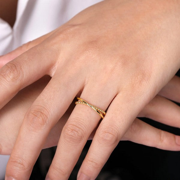 14K Yellow Gold Bujukan Criss Cross Ring