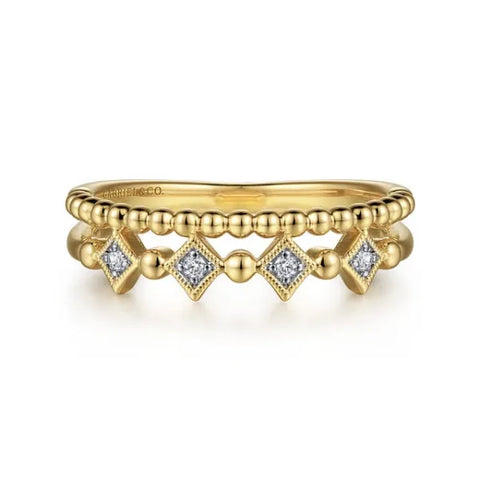 14K Yellow Gold Bujukan Diamond Easy Stackable Ring