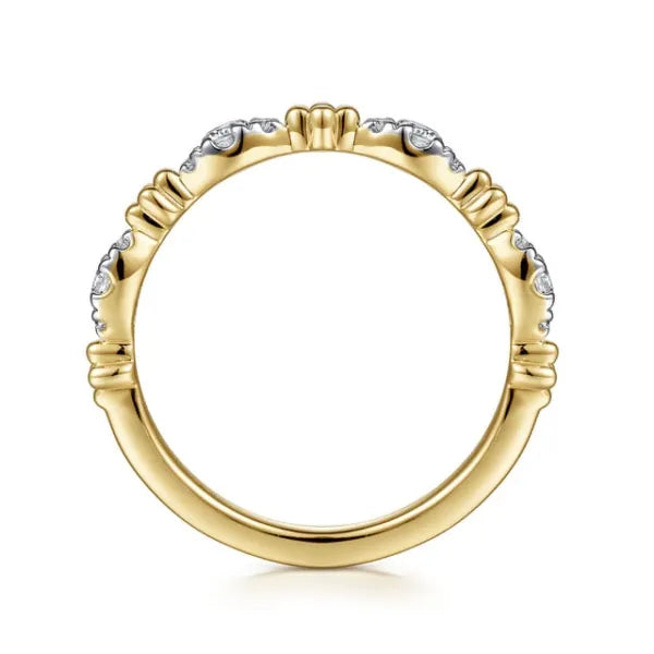 14K Yellow Gold Diamond Marquise Shape Bujukan Stackable Ring