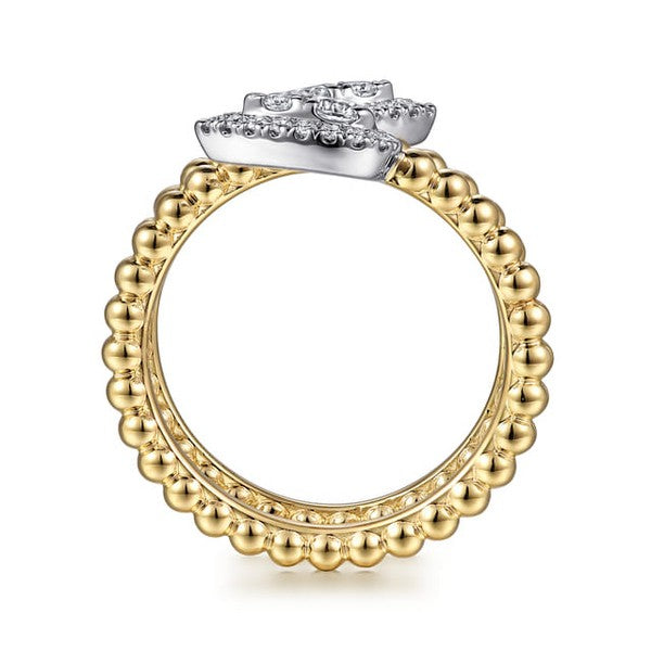 14K White-Yellow Gold Bujukan Wrap Ring with Teardrop 0.51ct Diamonds - Serial # S1948104