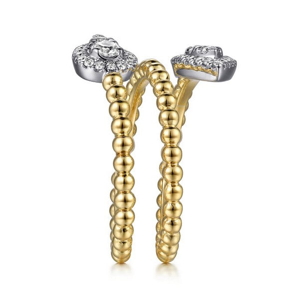 14K White-Yellow Gold Bujukan Wrap Ring with Teardrop 0.51ct Diamonds - Serial # S1948104