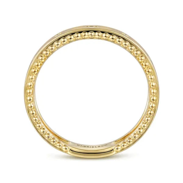 14K Yellow Gold Bujukan Diamond Bezel Wide Stackable Ladies Ring
