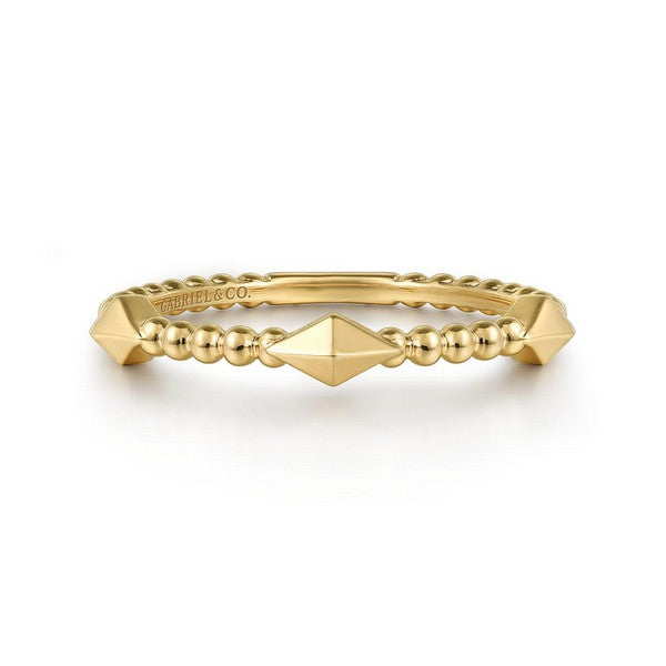 14K Yellow Plain Gold Bujukan Pyramid Classic Ladies Ring
