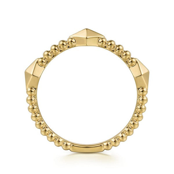 14K Yellow Plain Gold Bujukan Pyramid Classic Ladies Ring