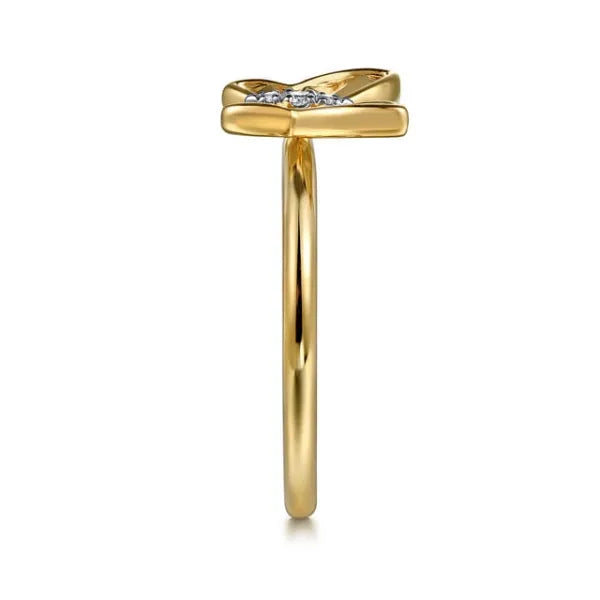 Butterfly Ring 14K Yellow Gold Diamond 0.03ct Size 6.5