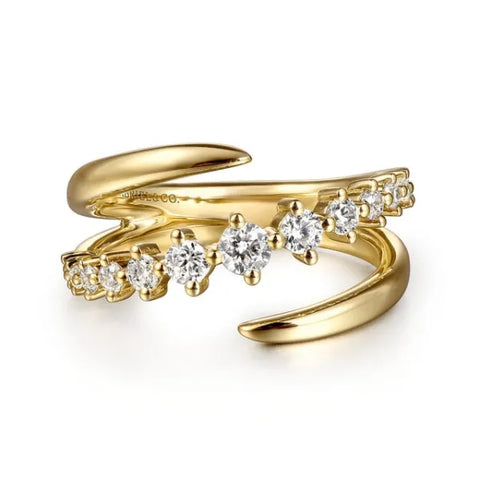 14K Yellow Gold 0.50CTW Diamond Bypass Ring